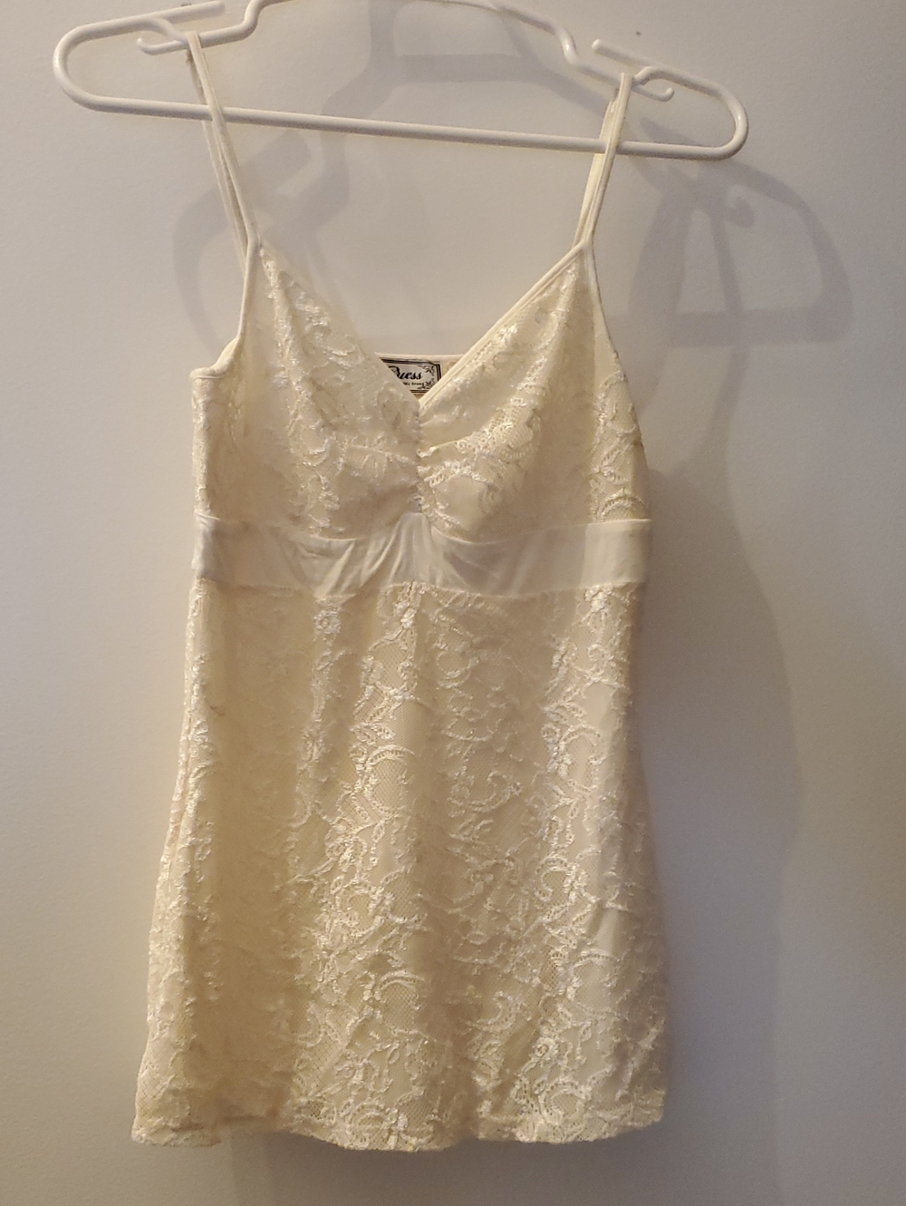 Guess Ivory Lace Chemise with Satin Empire Band